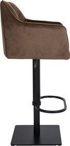 Barová stolička Damaso B - zamat, čierny rám - Hnedá