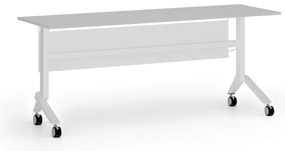 Mobilný stôl PRIMO MOVE, 180x60 cm, biela podnož, sivá