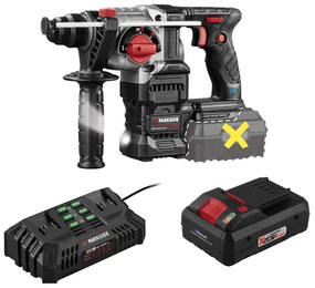 Parkside Performance® Aku kombinované kladivo Pkhap 20-Li + Smart akumulátor 20 V/4 Ah + Dvojitá nabíjačka na akumulátor 20 V/2x 4,5 A (800011786)