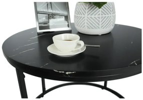Konferenčný stolík, čierny mramor/čierny kov, GAGIN