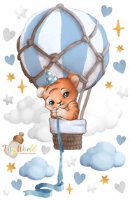 Gario Detská nálepka na stenu Tiny world - tigrík v modrom balóne