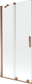 Mexen Velar, 2-krídlová posuvná vaňová zástena 95 x 150 cm, 8mm číre sklo, ružové zlato, 896-095-000-01-60