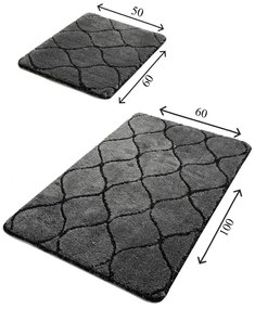 Súprava 2 tmavosivých obdĺžnikových kúpeľňových predložiek Foutastic Wave