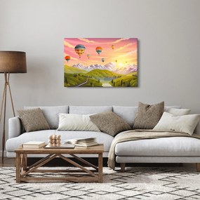 Obraz balónov nad krajinou (90x60 cm)
