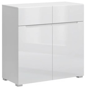 Komoda 2D2S, biela/biely extra vysoký lesk HG, JOLK