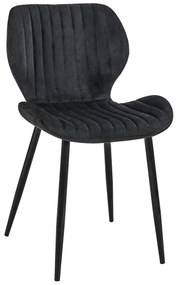 Sametová čalouněná prošívaná židle Apas černá