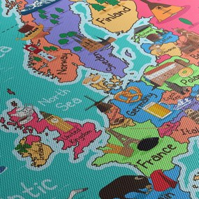Obraz - Detská mapa Európy (s hodinami) (90x30 cm)