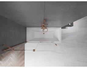 Mexen Velar, 2-krídlová posuvná vaňová zástena 140 x 150 cm, 8mm číre sklo, medená matná, 896-140-000-01-65