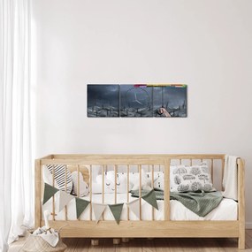 Obraz - Dáždniky (s hodinami) (90x30 cm)