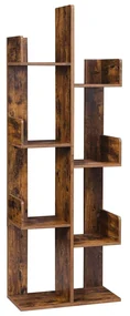Knižnica, 8 políc, 140x50x25cm, vintage hnedá