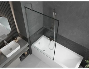 Mexen Next, vaňová zástena 1-krídlová 100 x 150 cm, fixné krídlo, 6 mm číre sklo s čiernym vzorom, chrómový profil, 895-100-000-00-70-01