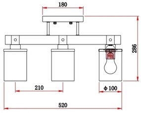 Globo 15555-3D - Prisadený luster LILA 3xE27/60W/230V