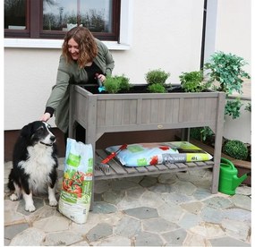 Habau Vyvýšený záhon s odkladacou plochou (tmavosivá)  (100274945)