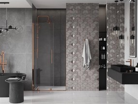 Mexen Velar, posuvné dvere do otvoru 75x200 cm, 8mm číre sklo, ružové zlato profil, 871-075-000-01-60