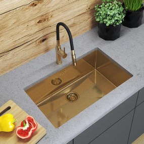 Gamma Gamma, 1-komorový nerezový drez 750x450x210 mm, zlatá matná, GMA-S7545-GD