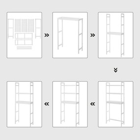 Nastaviteľná bambusová polica do kúpeľne, 63 x 26 x 163 cm, biela