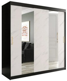 Skriňa Marmur Pole 200 čierna/mramor biely