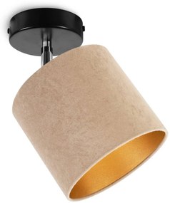 Bodové svietidlo Mediolan, 1x béžové/zlaté textilné tienidlo, (výber z 2 farieb konštrukice - možnosť polohovania)
