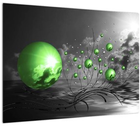 Obraz zelených abstraktných gulí (70x50 cm)