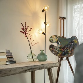 Stojaca lampa čierna s meďou 3-svetlo - Mesh