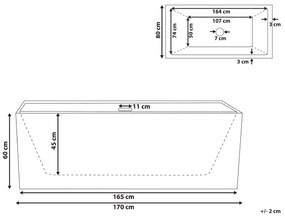 Voľne stojaca vaňa 170 x 81 cm červená RIOS Beliani