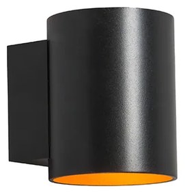 Nástenná lampa čierna so zlatým okrúhlym tvarom - Sola