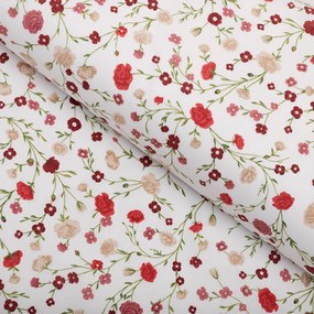 Biante Detské bavlnené posteľné obliečky do postieľky Sandra SA-719 Červeno-béžové drobné kvietky na bielom Do postieľky 100x135 a 40x60 cm