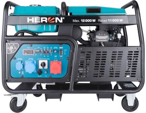 HERON Elektrocentrála rámová benzínová 400V/230V, 12kW/11kW, 22HP dvojvalec, elektrický štart 8896431