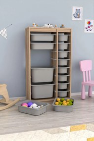 Organizér na hračky Dremonka 6 (dub sonoma + sivá). Akcia -22%. Vlastná spoľahlivá doprava až k Vám domov. 1124299
