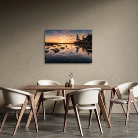 Sklenený obraz vodnej hladiny pri západe slnka (70x50 cm)