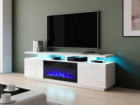 TV skrinka/stolík s krbom Aurora (Biela + Biely lesk). Vlastná spoľahlivá doprava až k Vám domov. 1070576