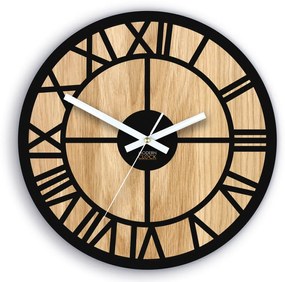 Dřevěné nástěnné hodiny Oslo 33 cm dub přírodní/černé