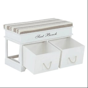 Kondela Lavica s vankúšom, SEAT BENCH 1 NEW, 2 šuplíky, biela/svetlohnedá