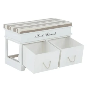 Kondela Lavica s vankúšom, SEAT BENCH 1 NEW, 2 šuplíky, biela/svetlohnedá
