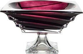KRIŠTÁĽOVÁ MISKA BOHEMIA CASABLANCA BURGUNDY NA NOHE 285MM