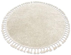 Okrúhly koberec BERBER 9000, krémová - strapce, Berber, Maroko, Shaggy Veľkosť: kruh 160 cm