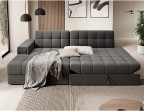 Taupe zamatová rozkladacia rohová pohovka (ľavý roh/s leňoškou) Blezalt – ELTAP