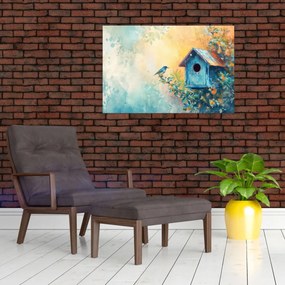 Obraz - Vtáčia búdka, akvarel (90x60 cm)