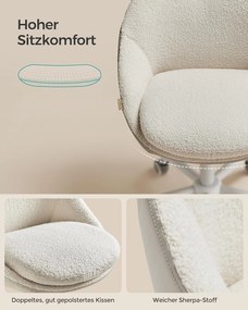 Kancelárska stolička Sherpa, stolička k toaletnému stolíku, cappuccino beige a biela