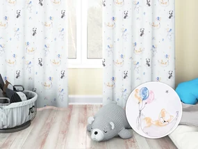 Biante Detský bavlnený záves Sandra SA-374 Pandy líšky a zajačiky s balónikmi 150x140 cm