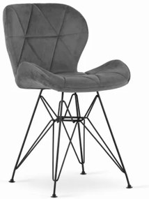 Zamatová stolička Paris sivá s čiernymi nohami