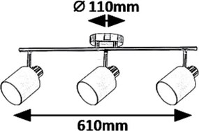 Rabalux NATINA stropné bodové svietidlo max. 3x25W | E14 | IP20 - chróm