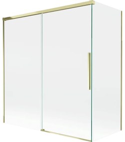 Mexen Rox, 2-krídlová posuvná vaňová zástena 150 + 70 x 150 cm, 8mm číre sklo, zlatý lesklý profil, 8C9-150-070-50-00
