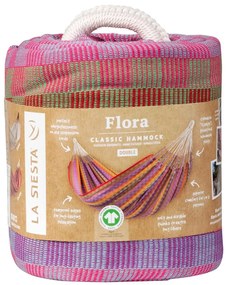 La Siesta FLORA DOUBLE STRIPES -  pevná hojdacia sieť s ručne pletenými popruhmi, 100 % organická bavlna