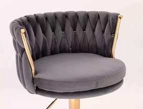 LuxuryForm DESIGN Barová stolička LYON VELUR na zlatom tanieri - tmavo šedá