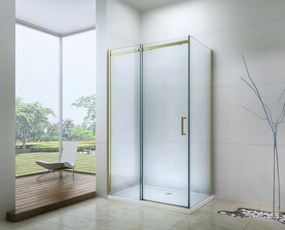 Sprchovací kút OMEGA 140x90 cm - zlatý - číre sklo