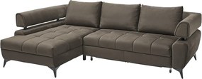 Rohová sedacia súprava Paris, blatistá hnedá látka, ľavý roh