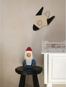 Vesmírna drevená nástenná dekorácia pre deti – Mesiac, raketa, Saturn + 10 hviezd