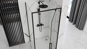 Rea Rapid Swing, rohový sprchovací kút 70 (dvere) x 100 (stena) x 195 cm, 6mm číre sklo, čierny profil, KPL-009921