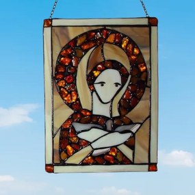 Vitráž jantár panel lapač slnka MADONNA AMBER 33*22